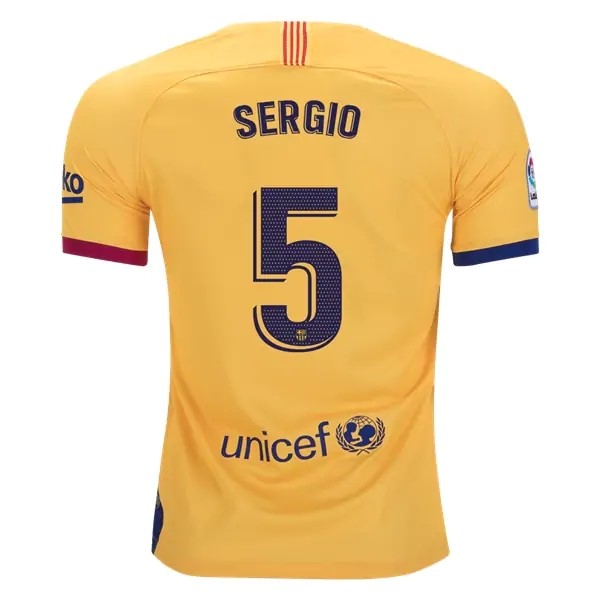 Trikot Barcelona NO.5 Sergio Auswarts 2019-20 Gelb Fussballtrikots Günstig